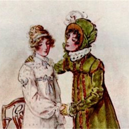 Painting of ladies wearing period dress